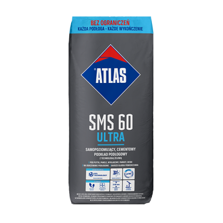 ATLAS SMS 60 ULTRA samopoziomujący cementowy podkład podłogowy z technologią żelową 25kg