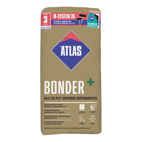 ATLAS BONDER+ klej do płyt gipsowo-kartonowych 20kg