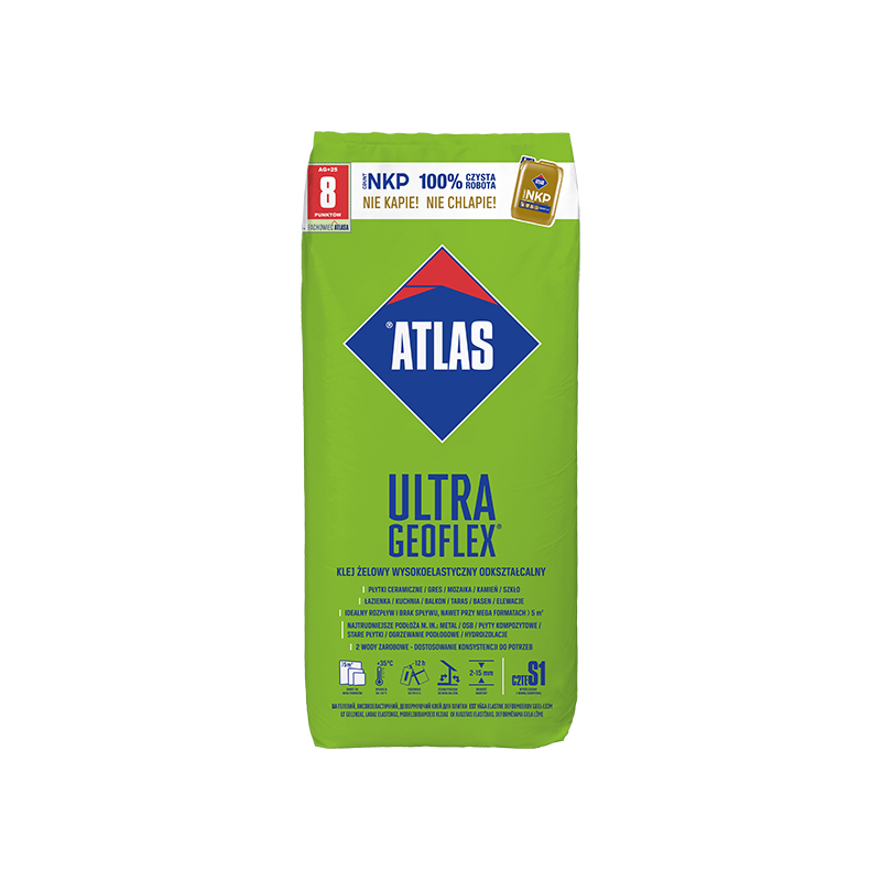 ATLAS ULTRA GEOFLEX klej żelowy 2-15 mm, wysokoelastyczny, odkształcalny, typ C2TE S1 25kg