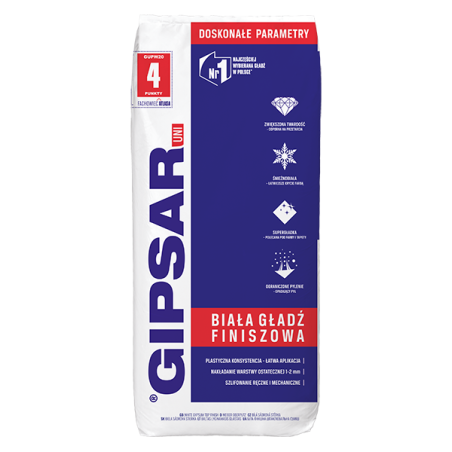 GIPSAR UNI biała gładź finiszowa 25kg
