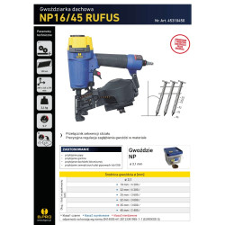 Gwoździarka pneumatyczna B.PRO NP16/45 RUFUS