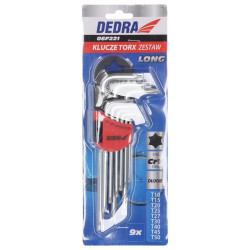 Zestaw kluczy torx długich DEDRA 06F221 zestaw T10-T50 CRV (9szt)